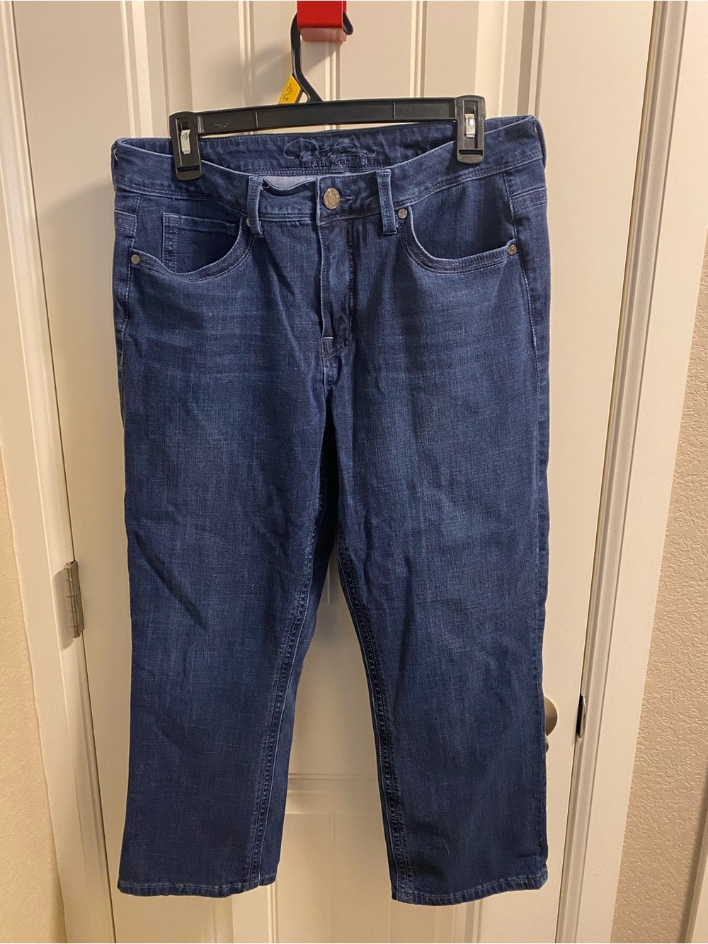 Diane Gilman Jeans Size 14 Ladies Four Way Stretch Dark Blue Denim Cropped
